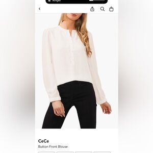 CeCe Cream Button-Front Long-Sleeve Blouse Nordstrom